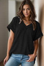 Load image into Gallery viewer, Textured V-Neck Short Sleeve Top
