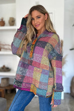 Load image into Gallery viewer, Double Take Full Size Plaid Dropped Shoulder Hoodie
