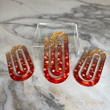 Load image into Gallery viewer, Jumbo Paperclip - Red Gold Ombre Glitter

