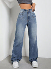 Load image into Gallery viewer, High Rise Wide Leg Jeans with Pockets
