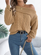 Load image into Gallery viewer, Cable-Knit One Shoulder Long Sleeve Sweater
