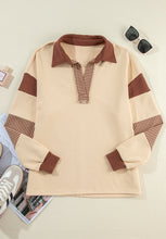 Load image into Gallery viewer, Color Block Johnny Collar Long Sleeve Sweatshirt
