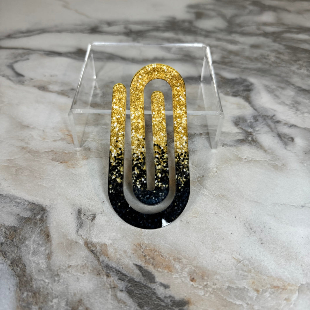 Jumbo Paperclip - Black & Gold Glitter