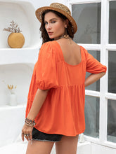 Load image into Gallery viewer, Plus Size Square Neck Half Sleeve Blouse
