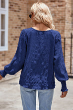 Load image into Gallery viewer, Ruched Round Neck Lantern Sleeve Blouse
