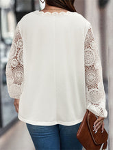 Load image into Gallery viewer, Plus Size Lace Detail V-Neck Long Sleeve T-Shirt
