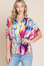 Load image into Gallery viewer, BOMBOM Printed Surplice Peplum Blouse
