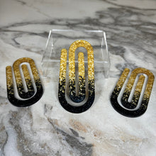 Load image into Gallery viewer, Jumbo Paperclip - Black &amp; Gold Glitter

