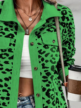 Load image into Gallery viewer, Full Size Leopard Collared Neck Button Up Long Sleeve Jacket
