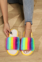 Load image into Gallery viewer, Color Block Open Toe Faux Fur PVC Slippers
