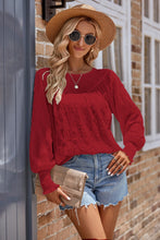 Load image into Gallery viewer, Ruched Round Neck Lantern Sleeve Blouse
