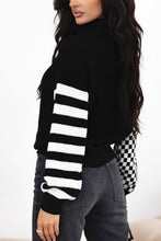 Load image into Gallery viewer, Striped &amp; Checkered Turtleneck Dropped Shoulder Sweater
