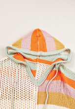 Load image into Gallery viewer, Openwork Color Block Hooded Sweater
