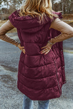Load image into Gallery viewer, Longline Hooded Sleeveless Puffer Vest
