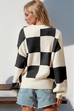 Load image into Gallery viewer, Double Take Full Size Checkered Dropped Shoulder Cardigan
