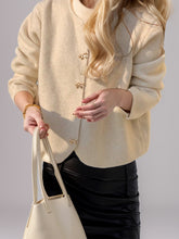 Load image into Gallery viewer, Bow Button Down Round Neck Long Sleeve Cardigan
