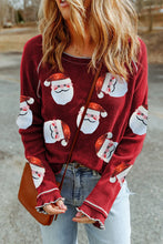 Load image into Gallery viewer, Sequin Santa Round Neck Long Sleeve Blouse
