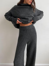 Load image into Gallery viewer, Slit Turtleneck Long Sleeve Top and Pants Sweater Set
