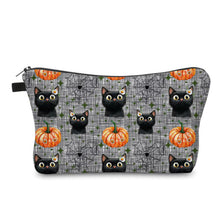 Load image into Gallery viewer, Pouch - Halloween - Black Cat Daisy Pumpkin
