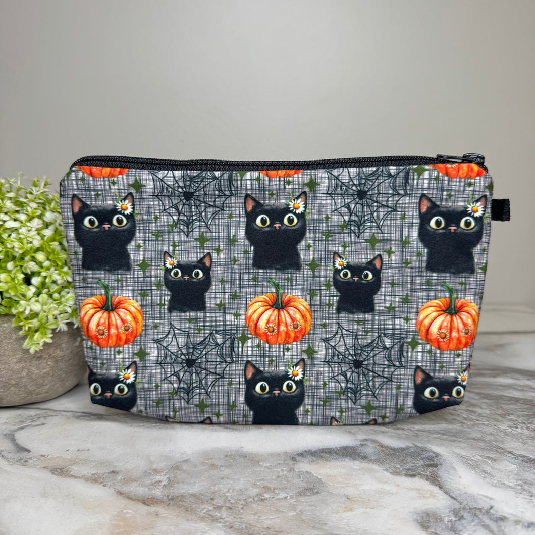Pouch - Halloween - Black Cat Daisy Pumpkin