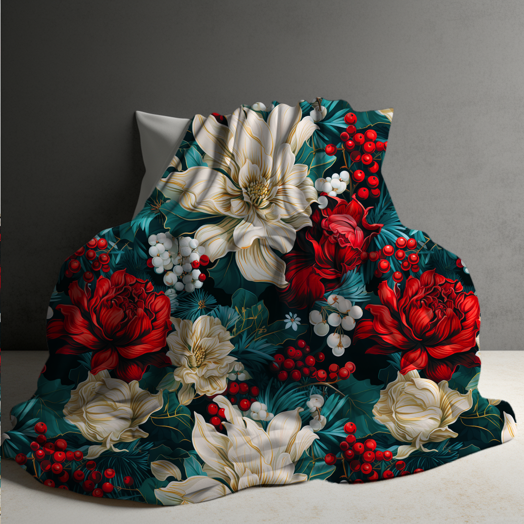Blanket - Christmas - Bold Emerald Floral - PREORDER ENDS 10/10