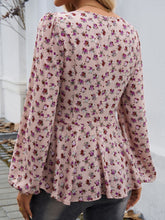 Load image into Gallery viewer, Devine Peplum Printed Long Sleeve Blouse
