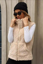 Load image into Gallery viewer, Fuzzy Plaid Texture Zip Up Vest Coat
