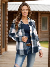 Load image into Gallery viewer, Full Size Pocketed Plaid Collared Neck Shacket
