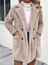 Load image into Gallery viewer, Fuzzy Button Up Long Sleeve Coat with Pockets
