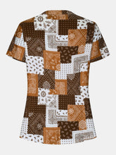 Load image into Gallery viewer, Printed Notched Short Sleeve Blouse
