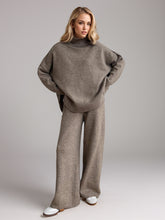 Load image into Gallery viewer, Slit Turtleneck Long Sleeve Top and Pants Sweater Set
