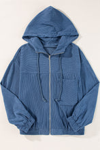 Load image into Gallery viewer, Pocketed Zip Up Long Sleeve Hooded Jacket
