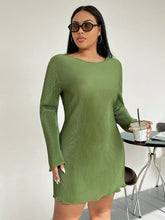 Load image into Gallery viewer, Honey Plus Size Lettuce Hem Round Neck Long Sleeve Dress
