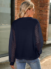 Load image into Gallery viewer, Full Size Round Neck Lace Long Sleeve T-Shirt Plus Size
