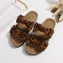 Load image into Gallery viewer, Leopard Double Bow Open Toe Sandals
