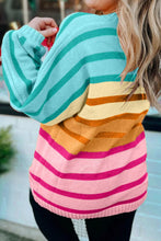 Load image into Gallery viewer, Contrast Striped Round Neck Long Sleeve Knit Top
