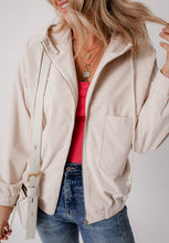Load image into Gallery viewer, Pocketed Zip Up Long Sleeve Hooded Jacket
