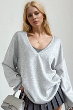 Load image into Gallery viewer, Basic Bae V-Neck Dropped Shoulder Long Sleeve Sweatshirt with Bra
