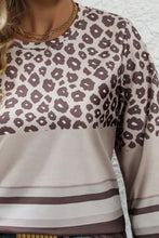 Load image into Gallery viewer, Plus Size Leopard Round Neck Long Sleeve Top
