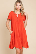 Load image into Gallery viewer, Culture Code Full Size Short Sleeve Ruffled Asymmetric Hem Dress
