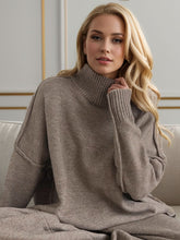 Load image into Gallery viewer, Slit Turtleneck Long Sleeve Top and Pants Sweater Set
