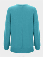 Load image into Gallery viewer, Side Slit Round Neck Long Sleeve T-Shirt
