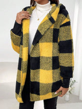 Load image into Gallery viewer, Plaid Long Sleeve Hooded Coat
