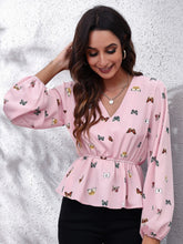 Load image into Gallery viewer, Printed V-Neck Long Sleeve Blouse
