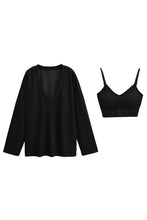 Load image into Gallery viewer, Basic Bae V-Neck Dropped Shoulder Long Sleeve Sweatshirt with Bra
