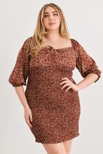 Load image into Gallery viewer, Zenobia Plus Size Smocked Printed Square Neck Mini Dress
