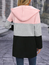 Load image into Gallery viewer, Color Block Zip Up Long Sleeve Hooded Outerwear
