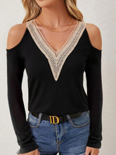 Load image into Gallery viewer, V-Neck Cold Shoulder Long Sleeve T-Shirt
