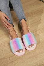Load image into Gallery viewer, Color Block Open Toe Faux Fur PVC Slippers
