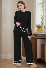 Load image into Gallery viewer, High-Low Round Neck Top and Pants Sweater Set
